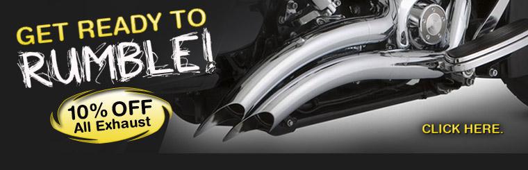 Get ready to rumble with 10% off all exhaust systems.