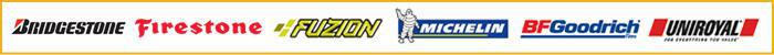 We carry products from Bridgestone, Firestone, Fuzion, Michelin, BFGoodrich, and Uniroyal.