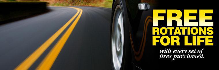 FREE rotations for life with every set of tires purchased.