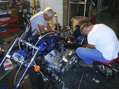 Working on the bike