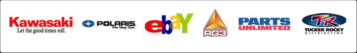 We proudly carry products from Kawasaki, Polaris, RG3, Parts Unlimited, and Tucker Rocky.