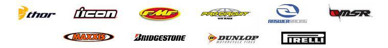 We carry products from Thor, Icon, FMF, ProCircuit, Answer Racing, MSR, Maxxis, Bridgestone, Dunlop, and Pirelli.