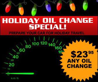 Holiday oil change special! Prepare your car for holiday travel. $23.95 for any oil change.