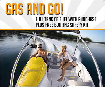 Gas and go! Get a full tank of fuel with purchase and a free boating safety kit!