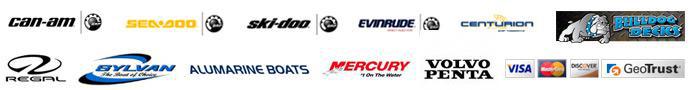 We carry Can-Am, Sea-Doo, Ski-Doo, Evinrude, Centurion, Regal, Sylvan, Alumarine Boats, Mercury, and Volvo Penta. We accept Visa, MasterCard, and Discover.