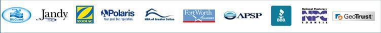 We carry BioGuard, Jandy, Zodiac, and Polaris products. We are affiliated with the Dallas Homebuilders Association, Forth Worth Chamber of Commerce, the Association of Pool & Spa Professionals, and National Plasterers Council. We are accredited by the Better Business Bureau. This site secured by GeoTrust.