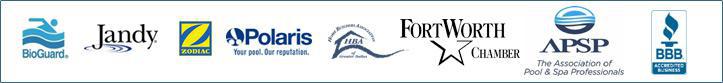 We carry BioGuard, Jandy, Zodiac, and Polaris products. We are affiliated with the Dallas Homebuilders Association, Forth Worth Chamber of Commerce, and the Association of Pool & Spa Professionals. We are accredited by the Better Business Bureau.