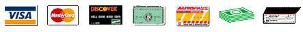 We Accept the Following: Visa, MasterCard, Discover, AutoPass, Cash, and Checks.