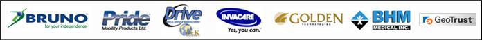 We carry Bruno, Pride, Drive, Invacare, Golden, and BHM. Our site is secured by GeoTrust.