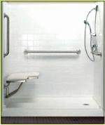 OUR MOBILITY SHOWER IS COMPLETELY WHEELCHAIR ACCESSIBLE. 
