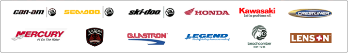 We carry Can-am, Sea-Doo, Ski-Doo, Honda, Kawasaki, Crestliner, Mercury, Saxon, Glastron, Legend, Beachcomber, and Lenson products!