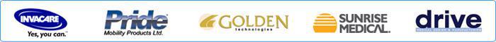 We carry Invacare, Pride, Golden, Sunrise, and Drive products.