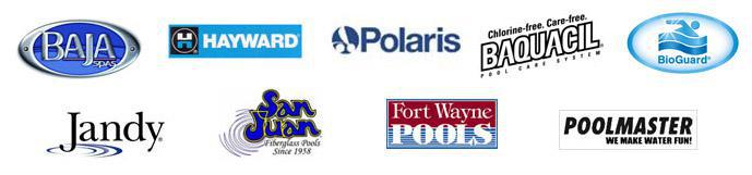 We carry Baja spas, Hayward, Polaris, Baquacil, BioGuard, Jandy, San Juan, Fort Wanye Pools, and Poolmaster products.