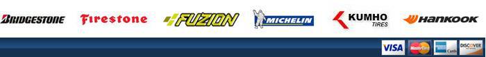 Brands we carry include Bridgestone, Firestone, Fuzion, Michelin, Kumho, and Hankook Tires. We accept Visa, MasterCard, American Express, and Discover.