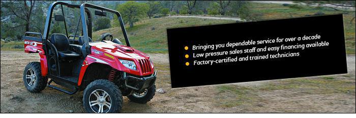 AC Powersports has been bringing you dependable service for over a decade. We have a low pressure sales staff and easy financing available, plus we have factory certified and trained technicians.