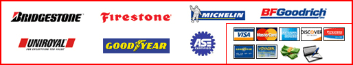We carry Bridgestone, American Racing, Boss, Bridgestone, Carlisle, Continental, Cooper Tires, Dayton, Dean, Dunlop, Eagle Alloys, ENKEI, Falkenm, Firestone, Fuzion, General Tire, Good Year, Hankiik, Hercules Tires, Kelly Tires, Kenda, Kumho Tires, Michelin, Pirelli and more! 