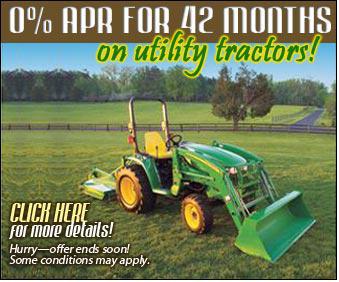 0% APR for 42 months on utility tractors! Click here for more details! Hurry—offer ends soon! Some conditions may apply.