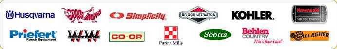 We carry Husqvarna, Grasshopper, Simplicity, Briggs & Stratton, Kohler, Kawasaki, Priefert, W.W. Livestock Equipment, Co-op, Purina Mills, Scotts, Behlen, and Gallagher products.