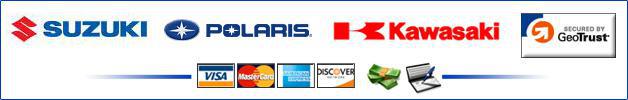 We carry Suzuki, Polaris, and Kawasaki products. We accept Visa, MasterCard, American Express, Discover, cash, and checks.