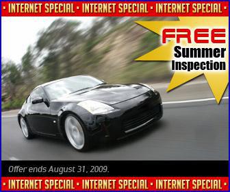 Internet Special: Free summer inspection. Offer ends August 31, 2009!