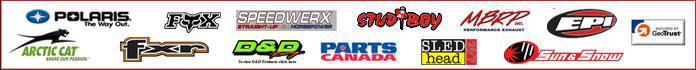 We carry Polaris, Fox, Stud Boy, MBRP, Arctic Cat, FXR, Parts Canada, and Sled Head.
