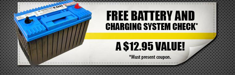 Get a free battery and charging system check when you present this coupon.