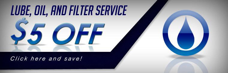 Get $5 off your next oil change.