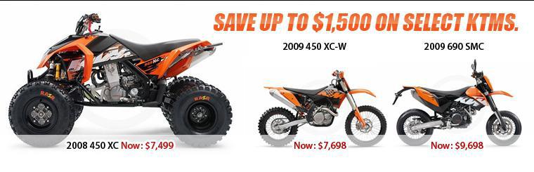 Save up to $1,500 on select KTMs.