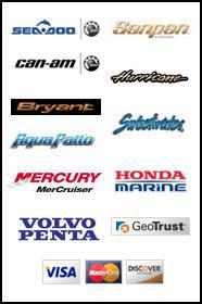 We carry Sea-Doo, Sanpan, Can-Am, Hurricane, Bryant, Sweetwater, Aqua Patio, Mercury MerCrusier, Honda Marine, and Volvo Penta products. We accept Visa, MasterCard, and Discover.
