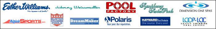 The brands we carry include Esther Williams, Johnny Weissmuller, Pool Factory, Symphony Series Pools, Dimension One Spas, Aqua Sports Inc., Buster Crabbe Pools, DreamMaker Spas, Polaris, Hayward, and Loop_Loc.