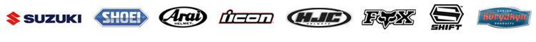 We proudly carry products from Suzuki, Shoei, Arai, Icon, HJC, Fox Racing, Shift, and Kuryakyn.