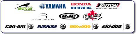 We carry Arctic Cat, Yamaha, Honda Marine, Triton, Bennington, HJC, Choko, Can-Am, Evinrude, Sea-Doo, and Ski-Doo products.