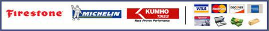We carry Firestone, Michelin, and Kuhmo Tires products. We accept Visa, MasterCard, Discover, American Express, Firestone card, checks, cash, and gold bars.