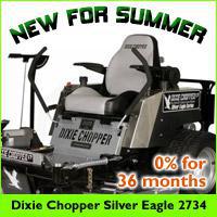 New for summer. Financing available: 0% for 36 months. Dixie Chopper Silver Eagle 2734.