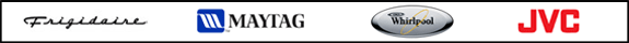 We carry Frigidaire, Maytag, Whirlpool, and JVC products.