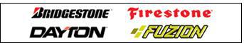 We carry Bridgestone, Firestone, Dayton, and Fuzion products.