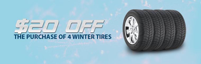 Get $20 off the purchase of four winter tires.