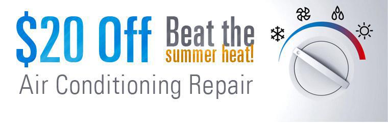 Take $20 off your next air conditioning repair and beat the heat!