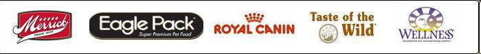 We carry Merrick, Natural Balance, Royal Canin, Taste of the Wild, and Wellness.