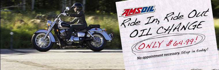 The AMSOIL Ride In, Ride Out Oil Change is only $64.99! No is appointment necessary. Stop in today!