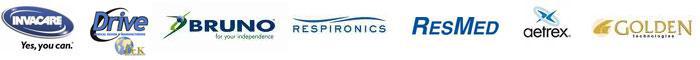 We carry products from Invacare, Drive, Bruno, Respironics, ResMed, Aetrex, and Golden Technologies.
