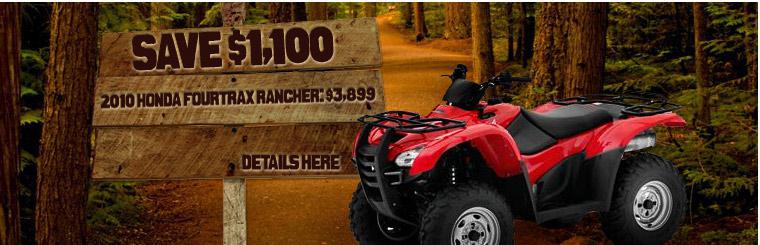 Save $1,100 on a 2010 Honda FourTrax Rancher.