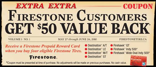 Firestone Coupon - get $50 value back