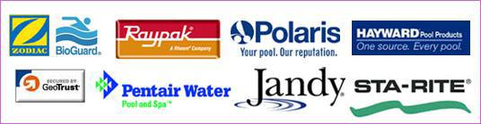 We provide products from Zodiac, BioGuard, Raypak, Polaris, Hayward, Pentair Water, Jandy, and Sta-Rite. 