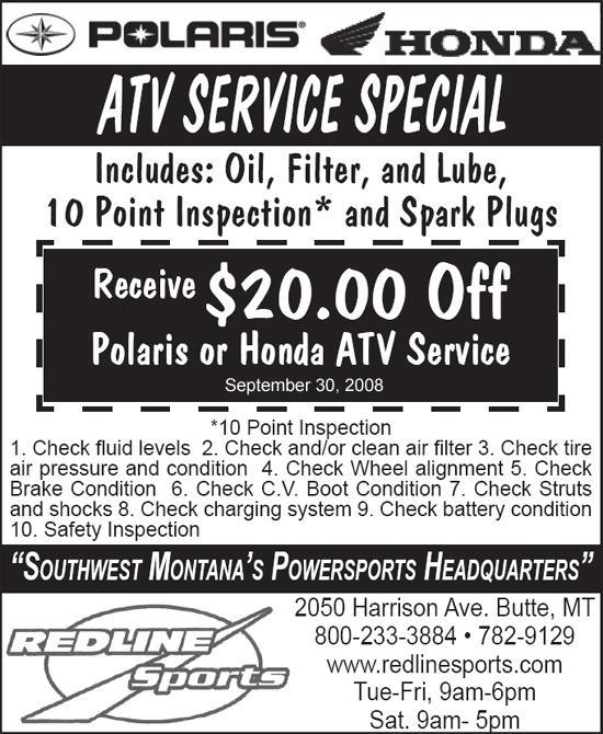 Redline Sports - ATV Service Special