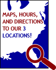 Maps, hours, and directions to our 3 locations!