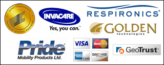 We carry Invacare, Respironics, Golden Technologies, and Pride Mobility Products.