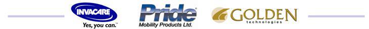 We carry products by Invacare, Pride, and Golden Technologies.