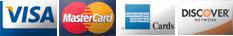 We accept Visa, Mastercard, American Express, and Discover
