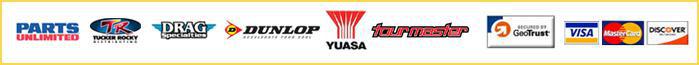 Brands we carry include Parts Unlimited, Tucker Rocky, Drag Specialties, Dunlop, and Yuasa. We accept Visa, MasterCard, and Discover.